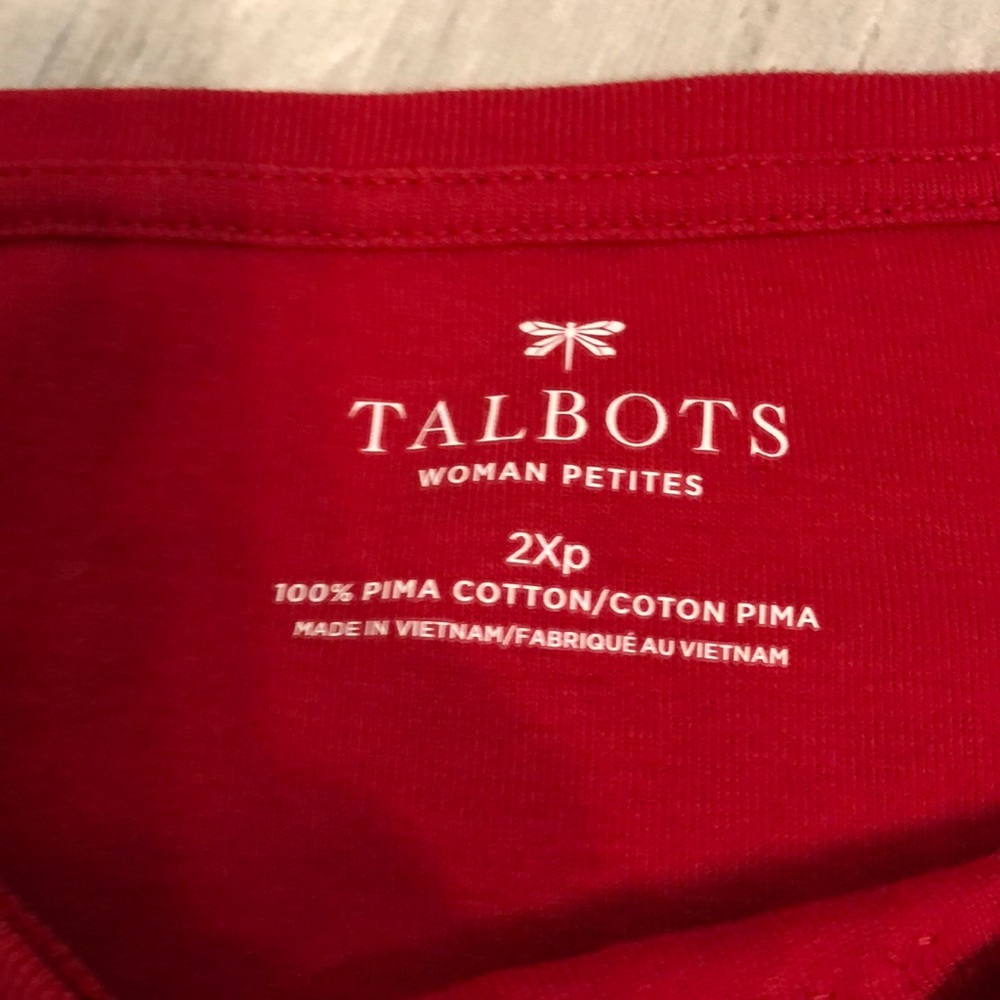 Talbots Red Embellished T-shirt Size 2XP o - Picture 5 of 7